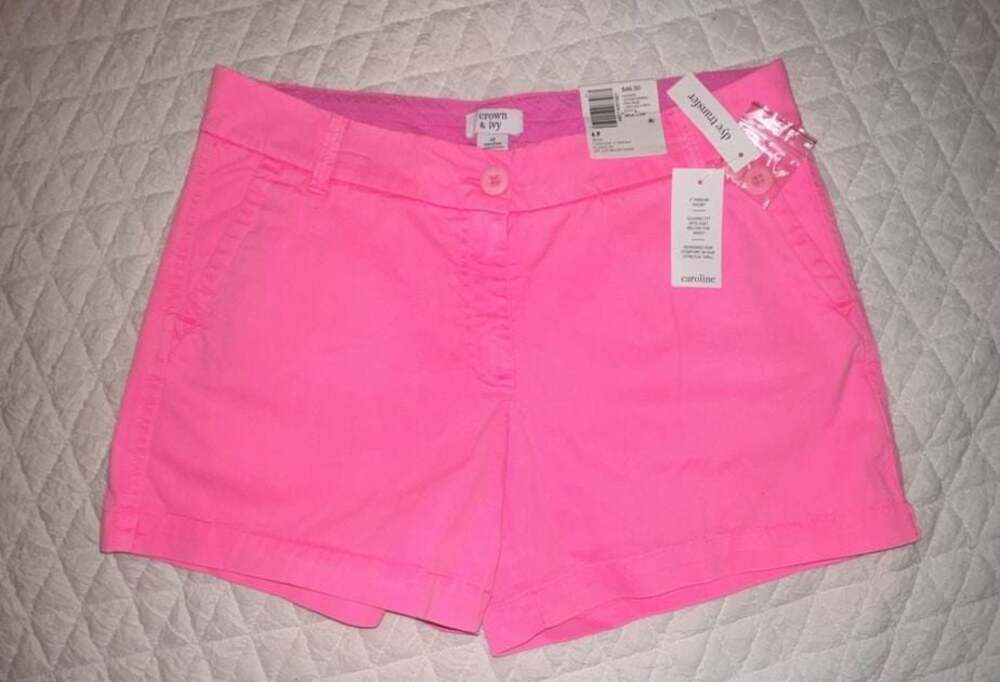 Crown & Ivy Caroline Pink Rage 4 Inch Inseam Petite Shorts Size 6P